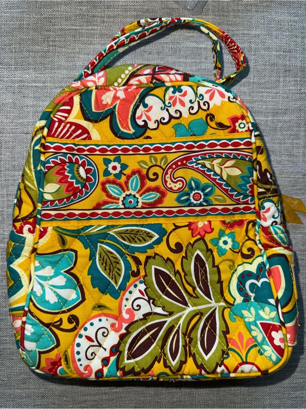 Vera Bradley Mini Backpack Lunch Bag Lunch Tote Yellow Floral Quilted